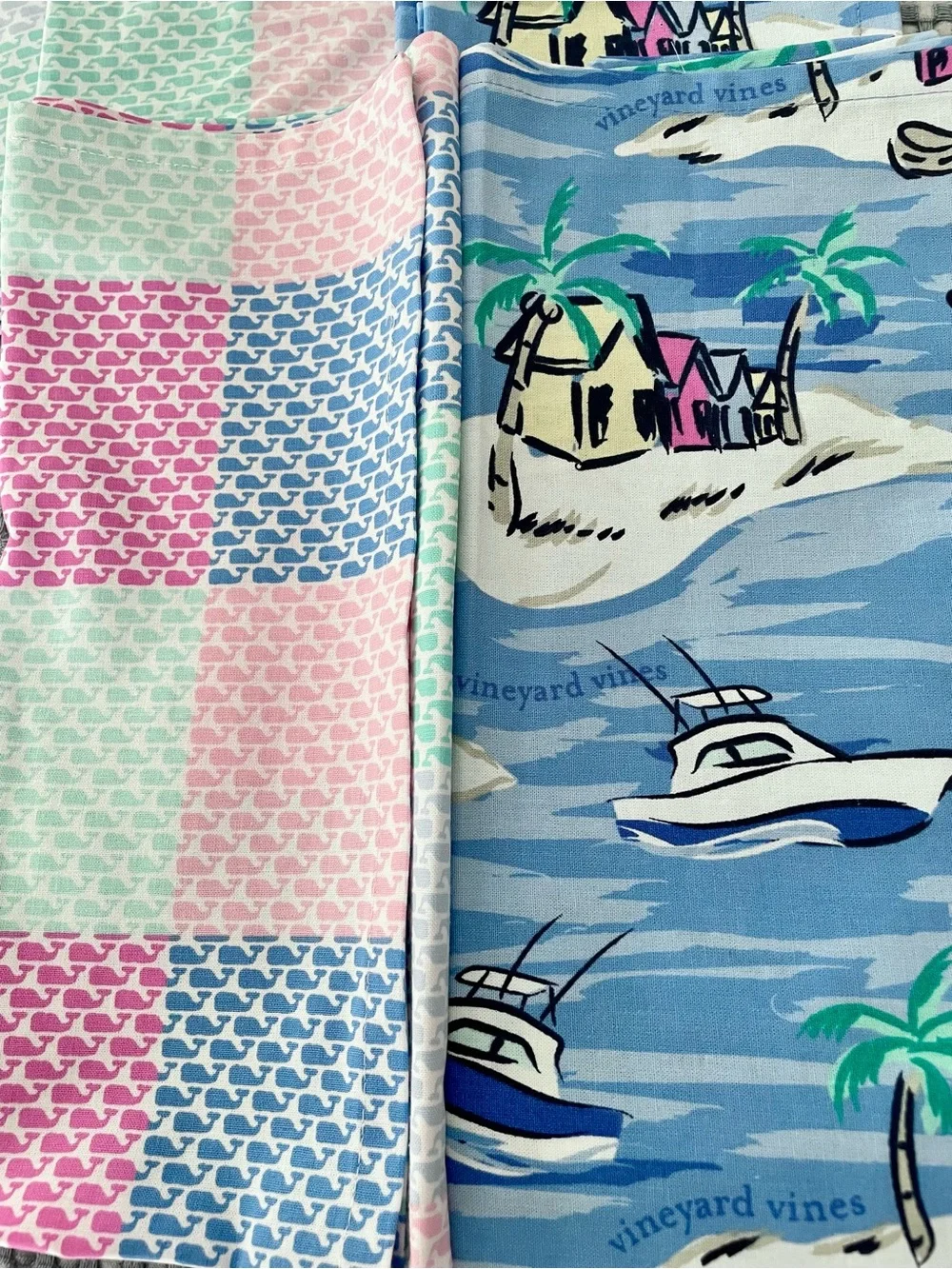 Vineyard Vines For Target NWOT 2 Kitchen Dish Tea Towels Whale Patchwork Island
